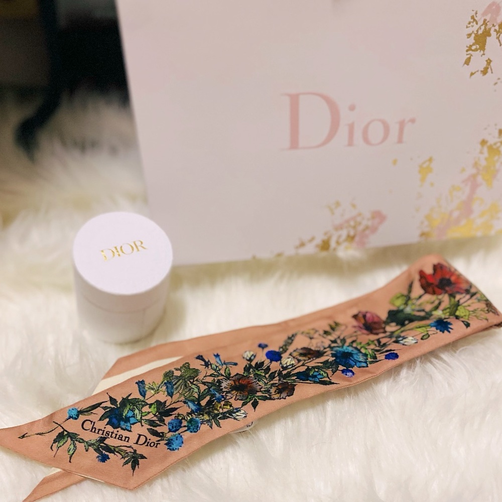 Authentic Dior Pink Silk Twill Scarf